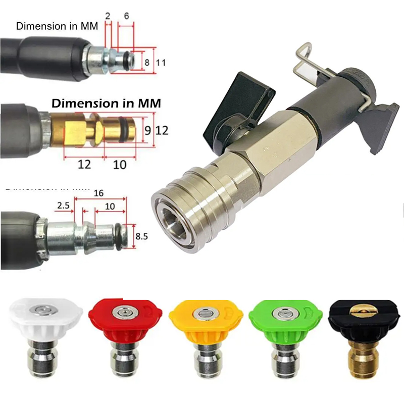 Pressure Washer Foam Gun - 1/4 インチ クイックコネクト高圧洗浄ボールバルブキット、オン/オフ制御スイッチ、ケルヒャー、ラヴォール、スティール、ニルフィスク用直接接続金具
